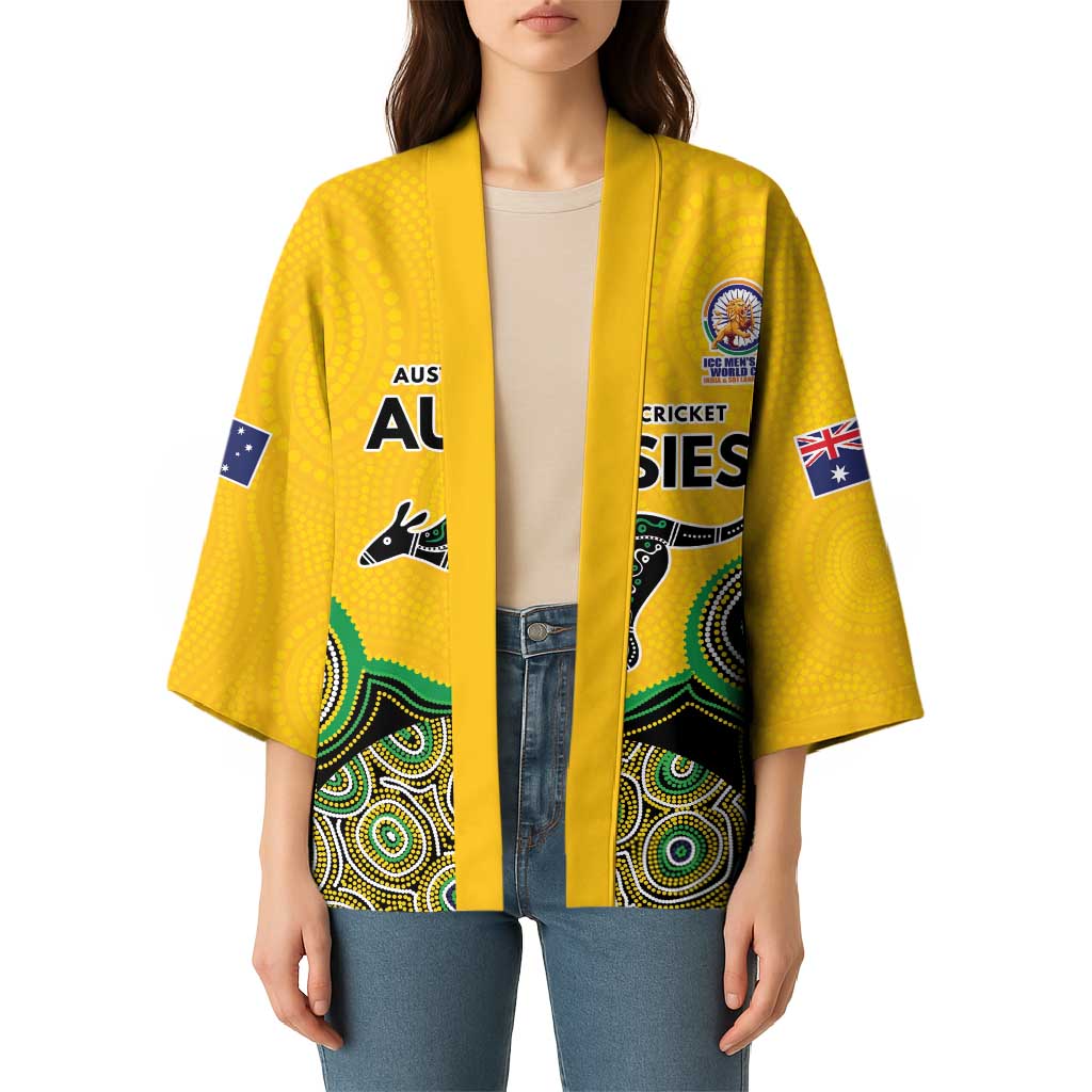 Custom Australia Cricket Spirit 2026 Kimono World T20 Edition - Gold Aboriginal - Aussie Hoodie