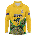 Custom Australia Cricket Spirit 2026 Long Sleeve Polo Shirt World T20 Edition - Gold Aboriginal - Aussie Hoodie