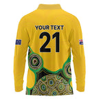 Custom Australia Cricket Spirit 2026 Long Sleeve Polo Shirt World T20 Edition - Gold Aboriginal - Aussie Hoodie