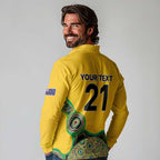 Custom Australia Cricket Spirit 2026 Long Sleeve Polo Shirt World T20 Edition - Gold Aboriginal - Aussie Hoodie