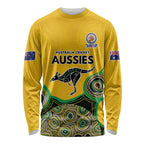 Custom Australia Cricket Spirit 2026 Long Sleeve Shirt World T20 Edition - Gold Aboriginal - Aussie Hoodie