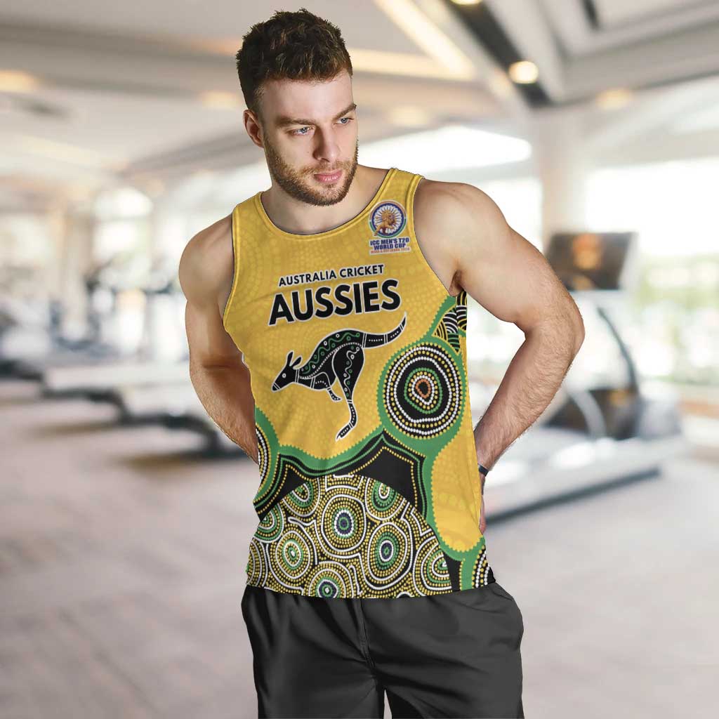 Custom Australia Cricket Spirit 2026 Men Tank Top World T20 Edition - Gold Aboriginal - Aussie Hoodie