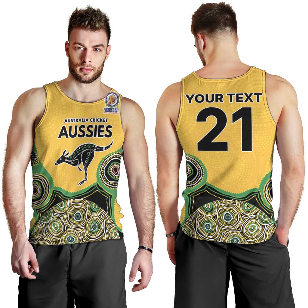 Custom Australia Cricket Spirit 2026 Men Tank Top World T20 Edition - Gold Aboriginal - Aussie Hoodie