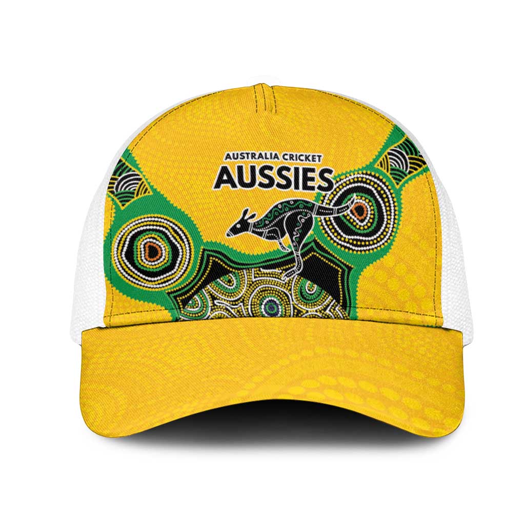 Australia Cricket Spirit 2026 Mesh Trucker Cap World T20 Edition - Gold Aboriginal - Aussie Hoodie