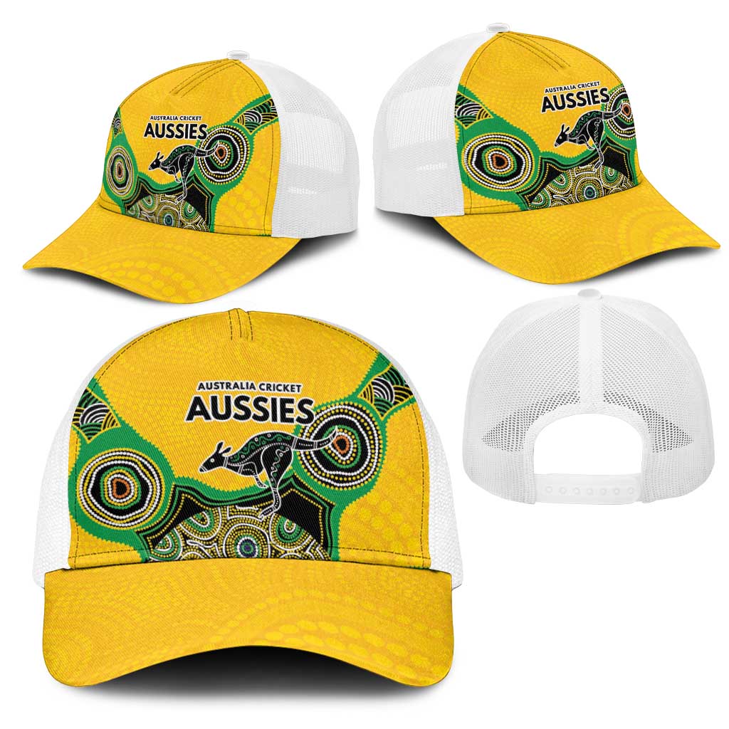Australia Cricket Spirit 2026 Mesh Trucker Cap World T20 Edition - Gold Aboriginal - Aussie Hoodie