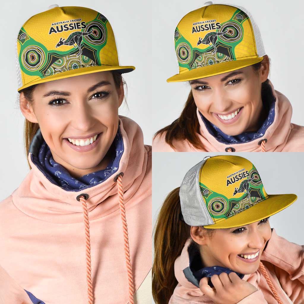 Australia Cricket Spirit 2026 Mesh Trucker Cap World T20 Edition - Gold Aboriginal - Aussie Hoodie