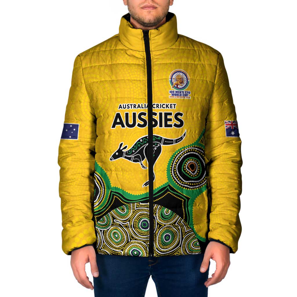 Custom Australia Cricket Spirit 2026 Padded Jacket World T20 Edition - Gold Aboriginal - Aussie Hoodie