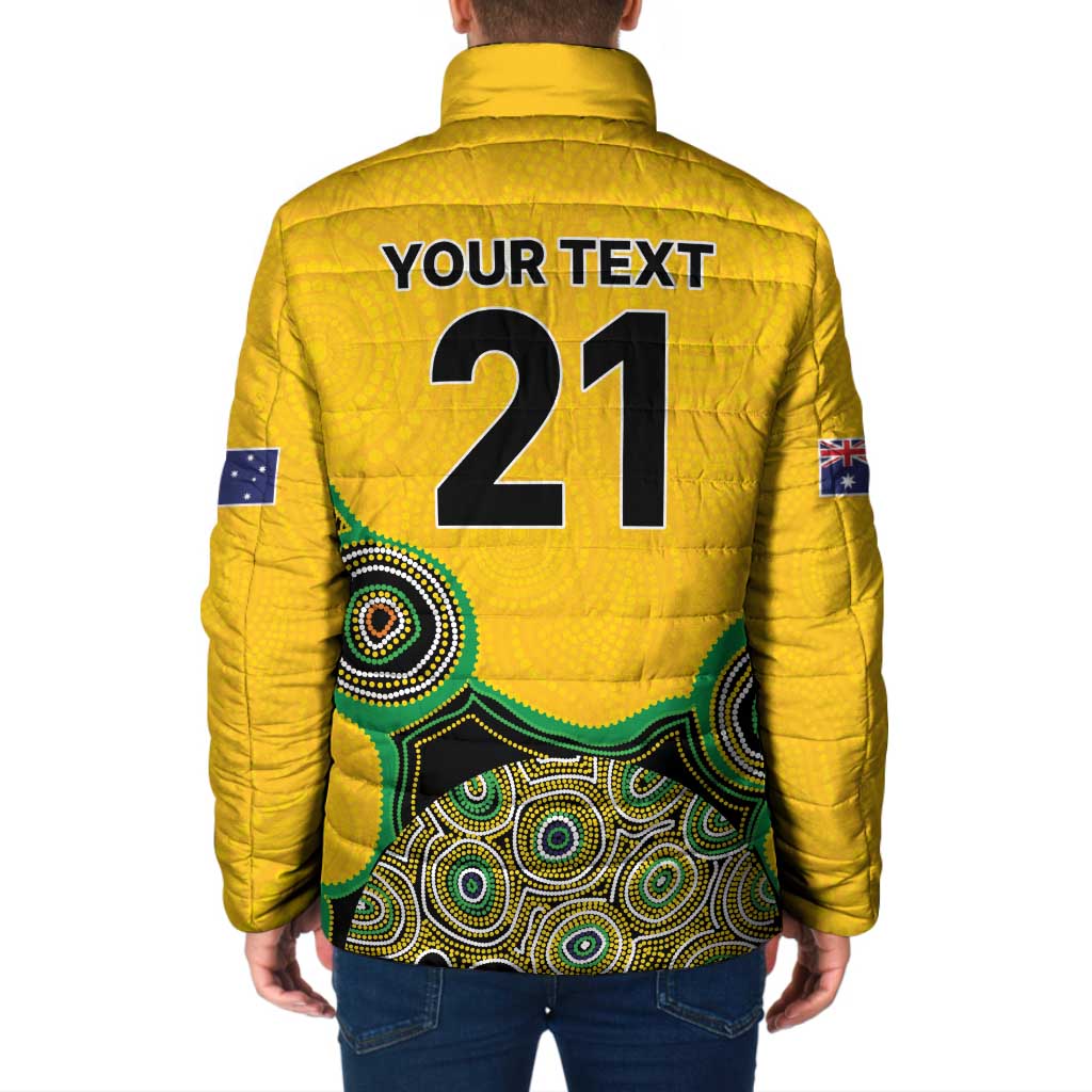 Custom Australia Cricket Spirit 2026 Padded Jacket World T20 Edition - Gold Aboriginal - Aussie Hoodie