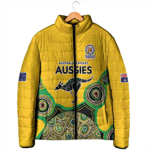 Custom Australia Cricket Spirit 2026 Padded Jacket World T20 Edition - Gold Aboriginal - Aussie Hoodie