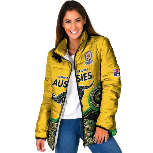 Custom Australia Cricket Spirit 2026 Padded Jacket World T20 Edition - Gold Aboriginal - Aussie Hoodie
