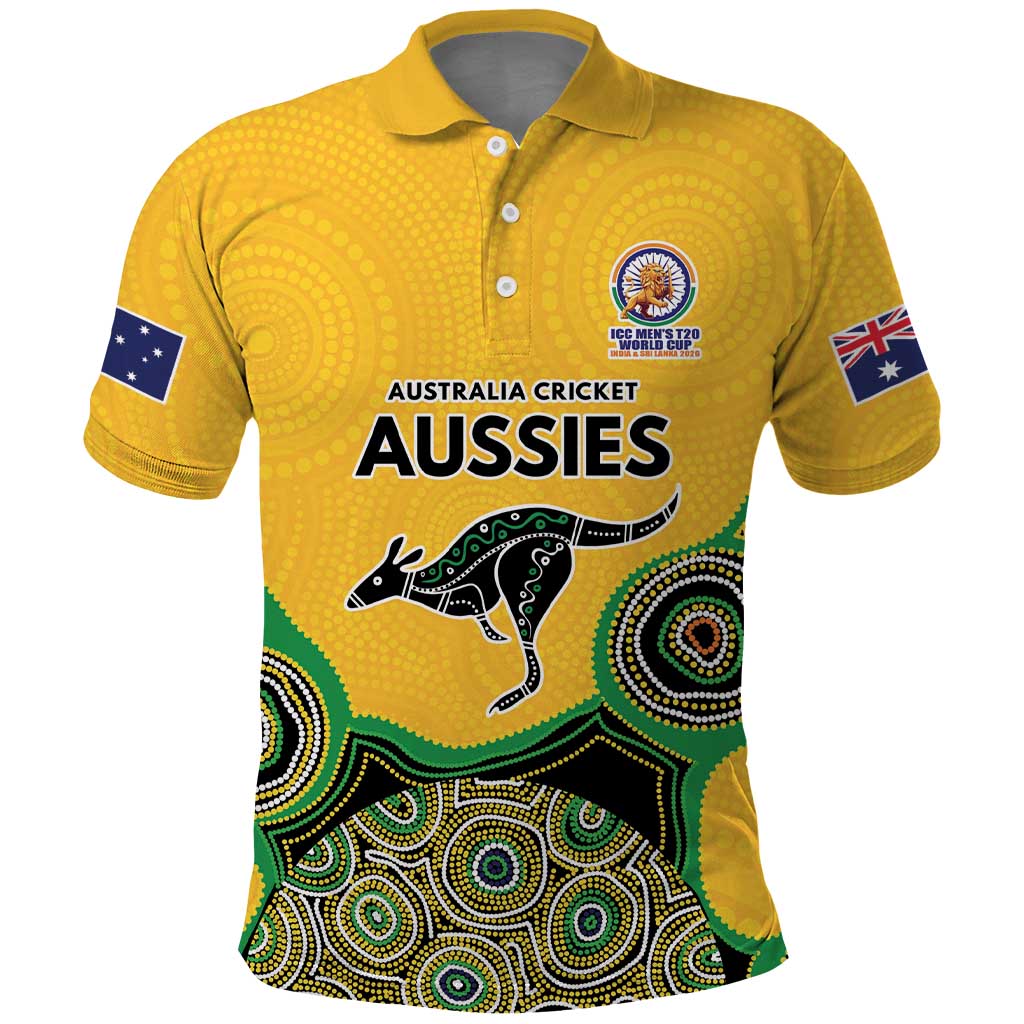 Custom Australia Cricket Spirit 2026 Polo Shirt World T20 Edition - Gold Aboriginal - Aussie Hoodie