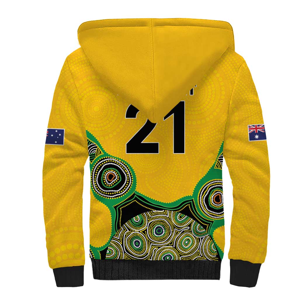 Custom Australia Cricket Spirit 2026 Sherpa Hoodie World T20 Edition - Gold Aboriginal - Aussie Hoodie