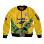 Custom Australia Cricket Spirit 2026 Sleeve Zip Bomber Jacket World T20 Edition - Gold Aboriginal - Aussie Hoodie