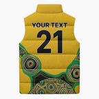 Custom Australia Cricket Spirit 2026 Sleeveless Puffer Jacket World T20 Edition - Gold Aboriginal - Aussie Hoodie