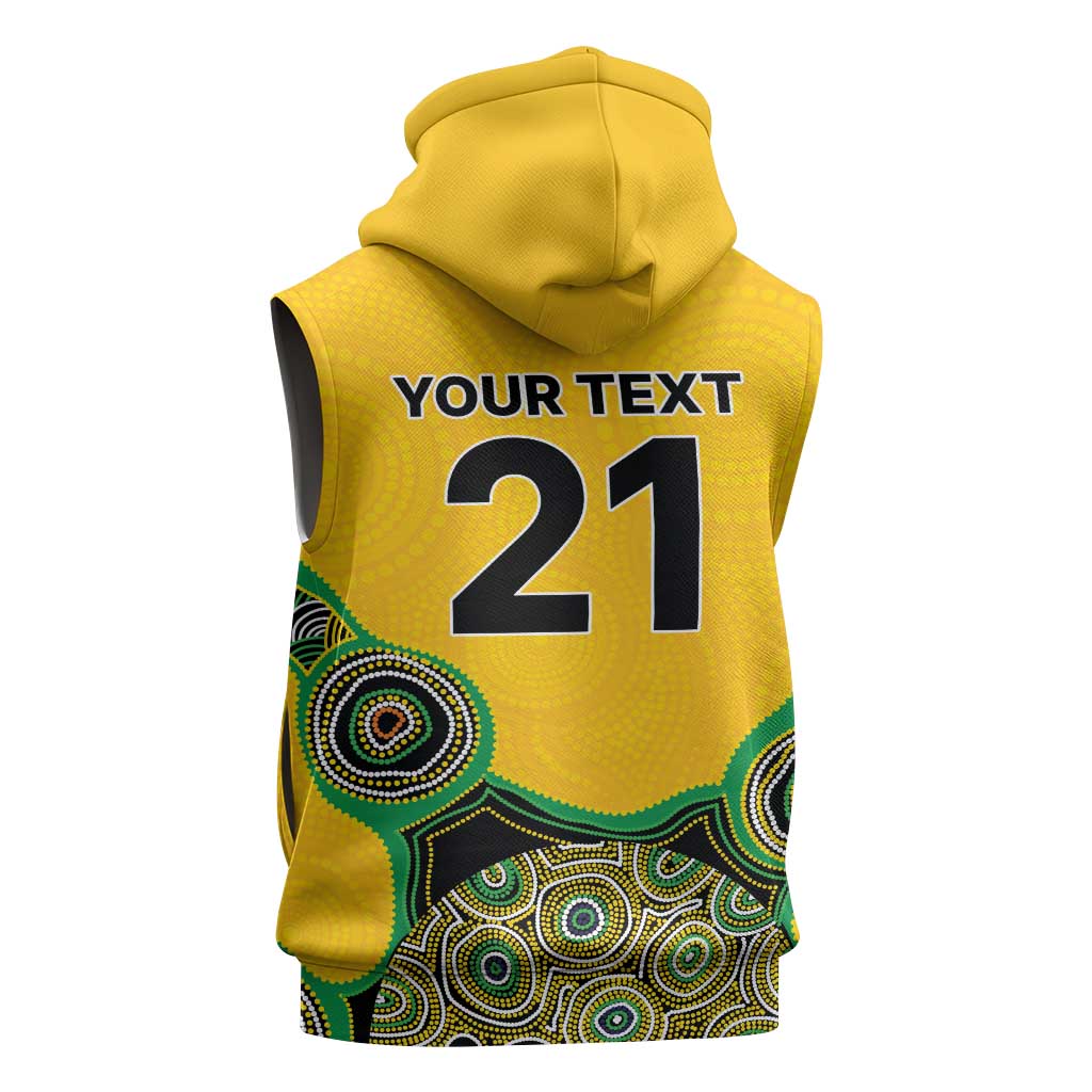 Custom Australia Cricket Spirit 2026 Sleeveless Zip Hoodie World T20 Edition - Gold Aboriginal LT9