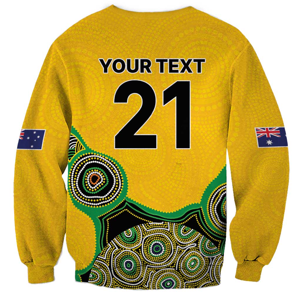 Custom Australia Cricket Spirit 2026 Sweatshirt World T20 Edition - Gold Aboriginal - Aussie Hoodie
