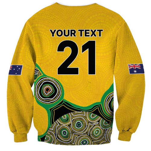 Custom Australia Cricket Spirit 2026 Sweatshirt World T20 Edition - Gold Aboriginal - Aussie Hoodie