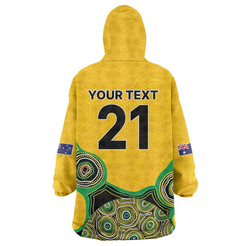 Custom Australia Cricket Spirit 2026 Wearable Blanket Hoodie World T20 Edition - Gold Aboriginal - Aussie Hoodie