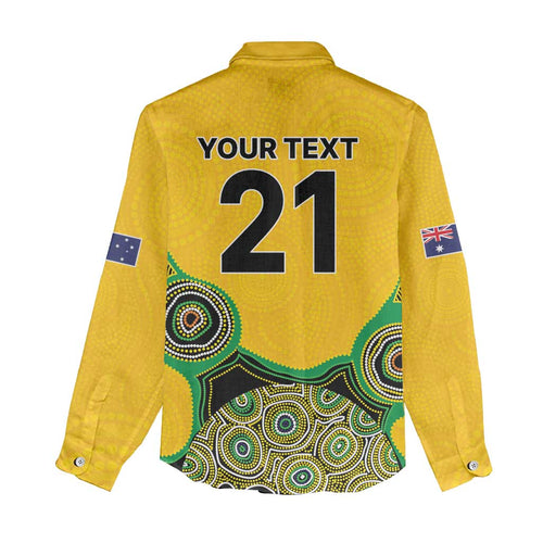 Custom Australia Cricket Spirit 2026 Women Casual Shirt World T20 Edition - Gold Aboriginal - Aussie Hoodie