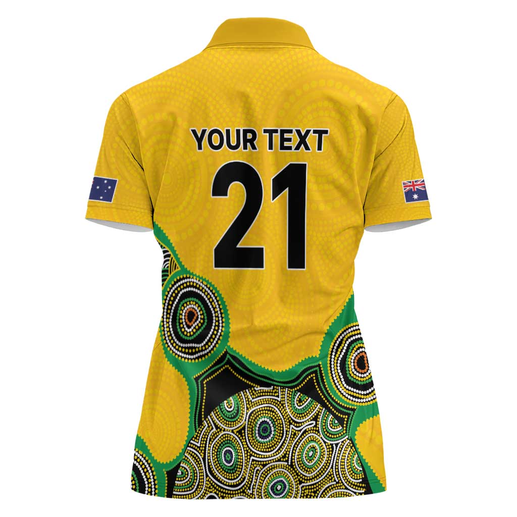 Custom Australia Cricket Spirit 2026 Women Polo Shirt World T20 Edition - Gold Aboriginal - Aussie Hoodie