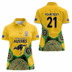 Custom Australia Cricket Spirit 2026 Women Polo Shirt World T20 Edition - Gold Aboriginal - Aussie Hoodie