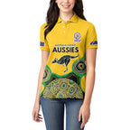 Custom Australia Cricket Spirit 2026 Women Polo Shirt World T20 Edition - Gold Aboriginal - Aussie Hoodie