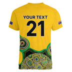 Custom Australia Cricket Spirit 2026 Women V-Neck T-Shirt World T20 Edition - Gold Aboriginal - Aussie Hoodie
