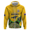 Custom Australia Cricket Spirit 2026 Zip Hoodie World T20 Edition - Gold Aboriginal - Aussie Hoodie