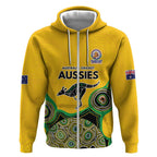 Custom Australia Cricket Spirit 2026 Zip Hoodie World T20 Edition - Gold Aboriginal - Aussie Hoodie