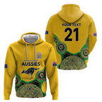 Custom Australia Cricket Spirit 2026 Zip Hoodie World T20 Edition - Gold Aboriginal - Aussie Hoodie