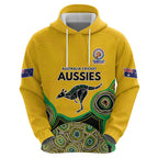 Custom Australia Cricket Spirit 2026 Zip Hoodie World T20 Edition - Gold Aboriginal - Aussie Hoodie