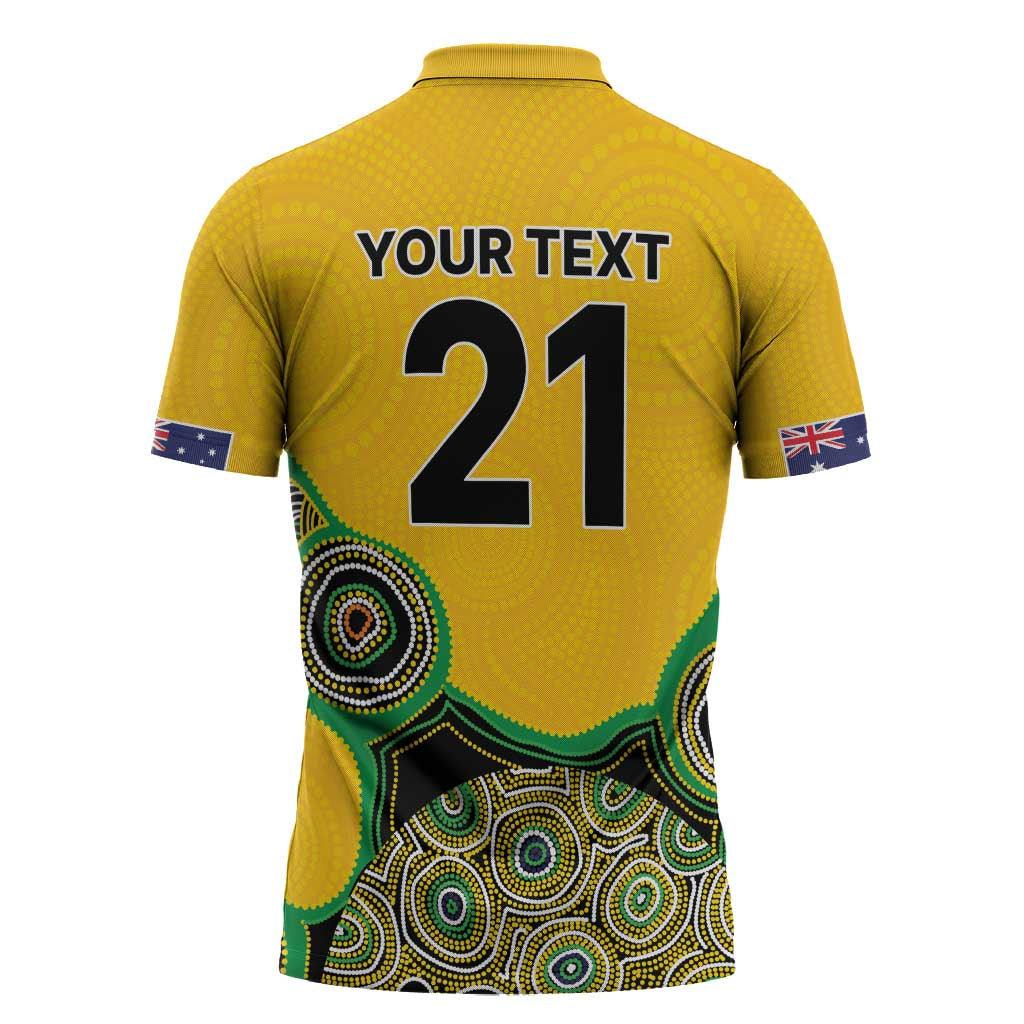 Custom Australia Cricket Spirit 2026 Zipper Polo Shirt World T20 Edition - Gold Aboriginal - Aussie Hoodie