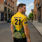 Custom Australia Cricket Spirit 2026 Zipper Polo Shirt World T20 Edition - Gold Aboriginal - Aussie Hoodie