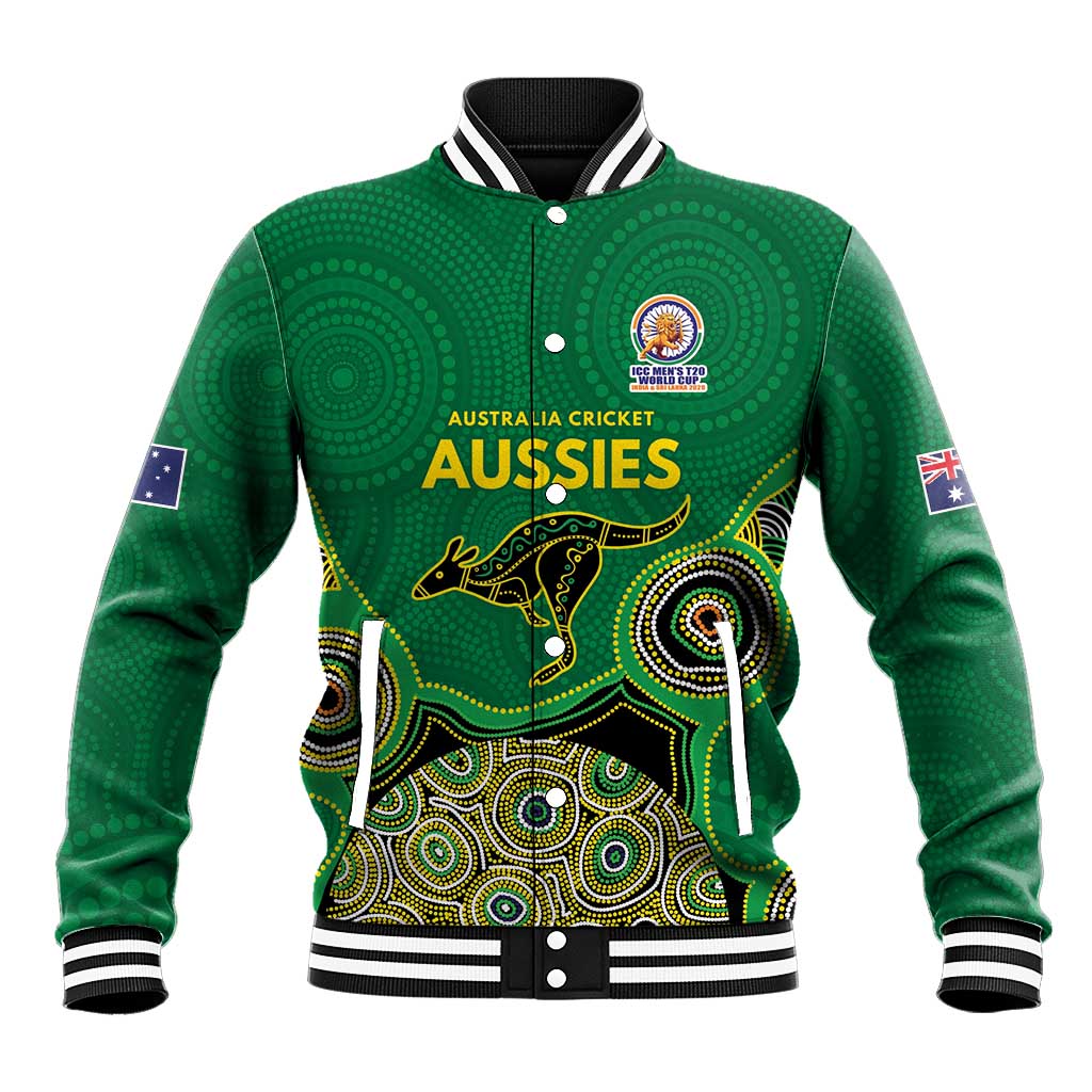 Custom Australia Cricket Spirit 2026 Baseball Jacket World T20 Edition - Green Aboriginal - Aussie Hoodie