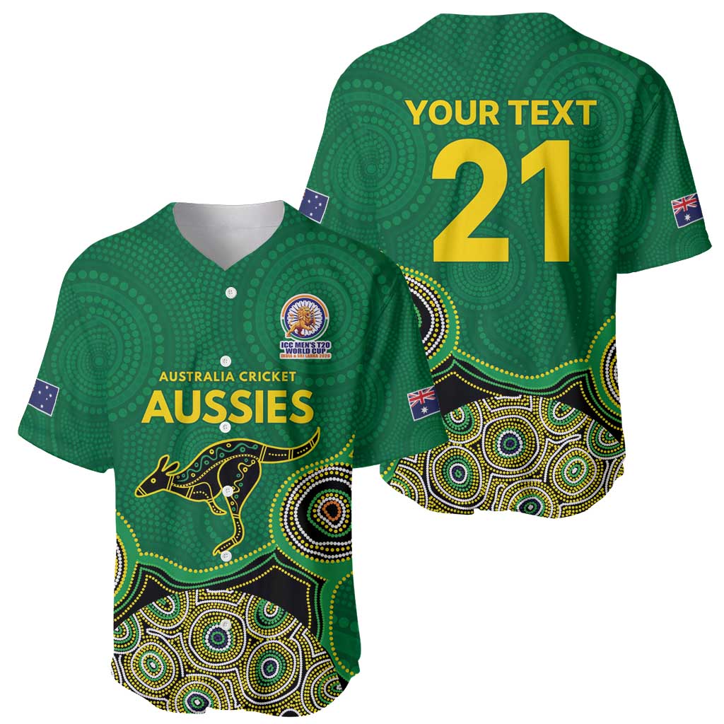 Custom Australia Cricket Spirit 2026 Baseball Jersey World T20 Edition - Green Aboriginal - Aussie Hoodie