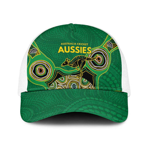 Australia Cricket Spirit 2026 Baseball Net Cap World T20 Edition - Green Aboriginal - Aussie Hoodie