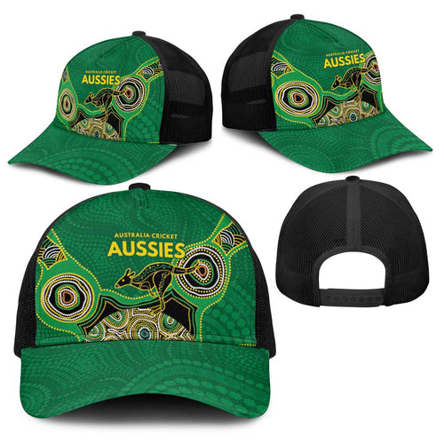 Australia Cricket Spirit 2026 Baseball Net Cap World T20 Edition - Green Aboriginal - Aussie Hoodie