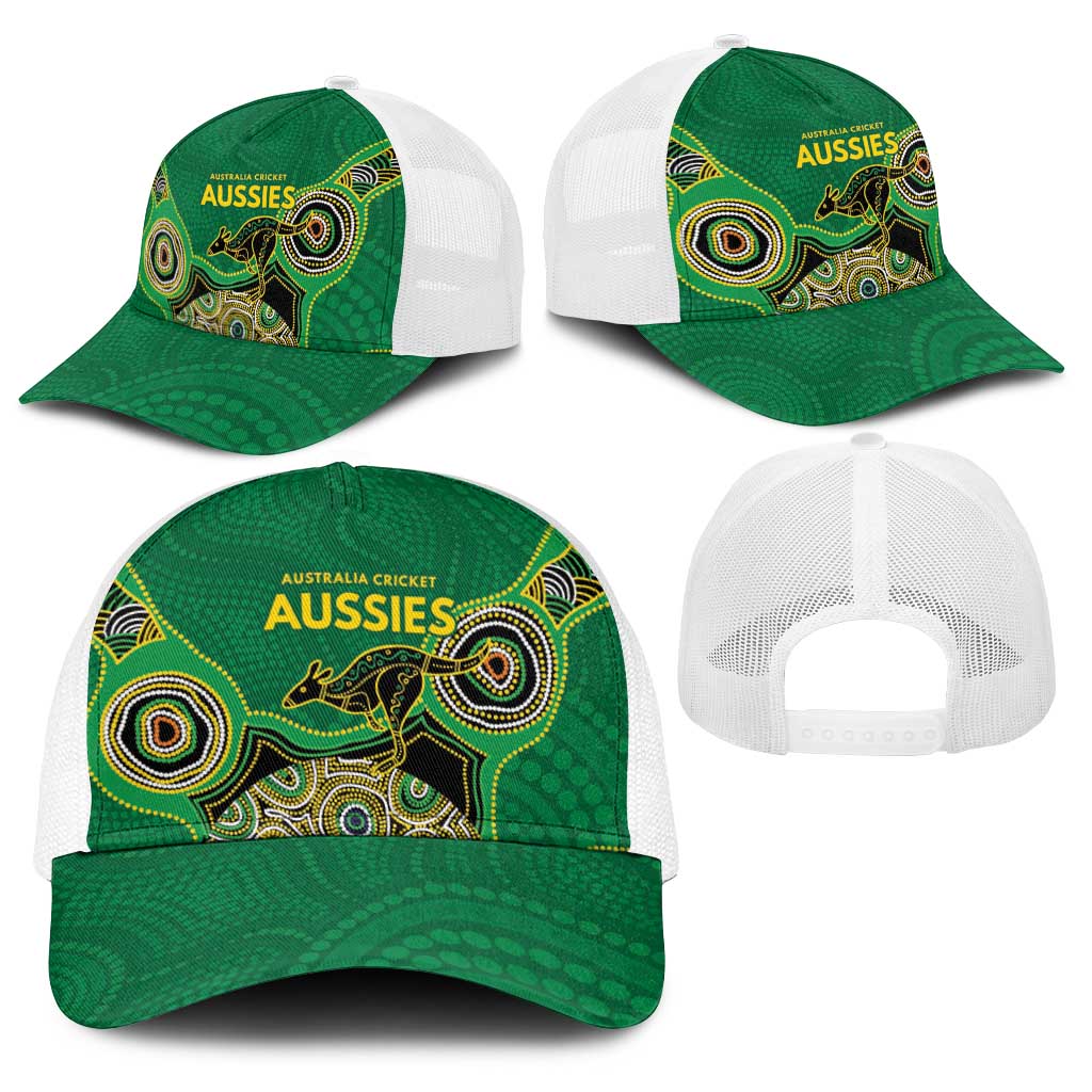 Australia Cricket Spirit 2026 Baseball Net Cap World T20 Edition - Green Aboriginal - Aussie Hoodie