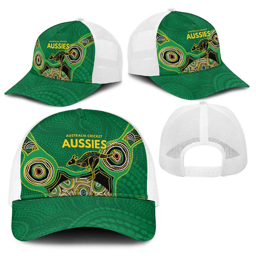Australia Cricket Spirit 2026 Baseball Net Cap World T20 Edition - Green Aboriginal - Aussie Hoodie