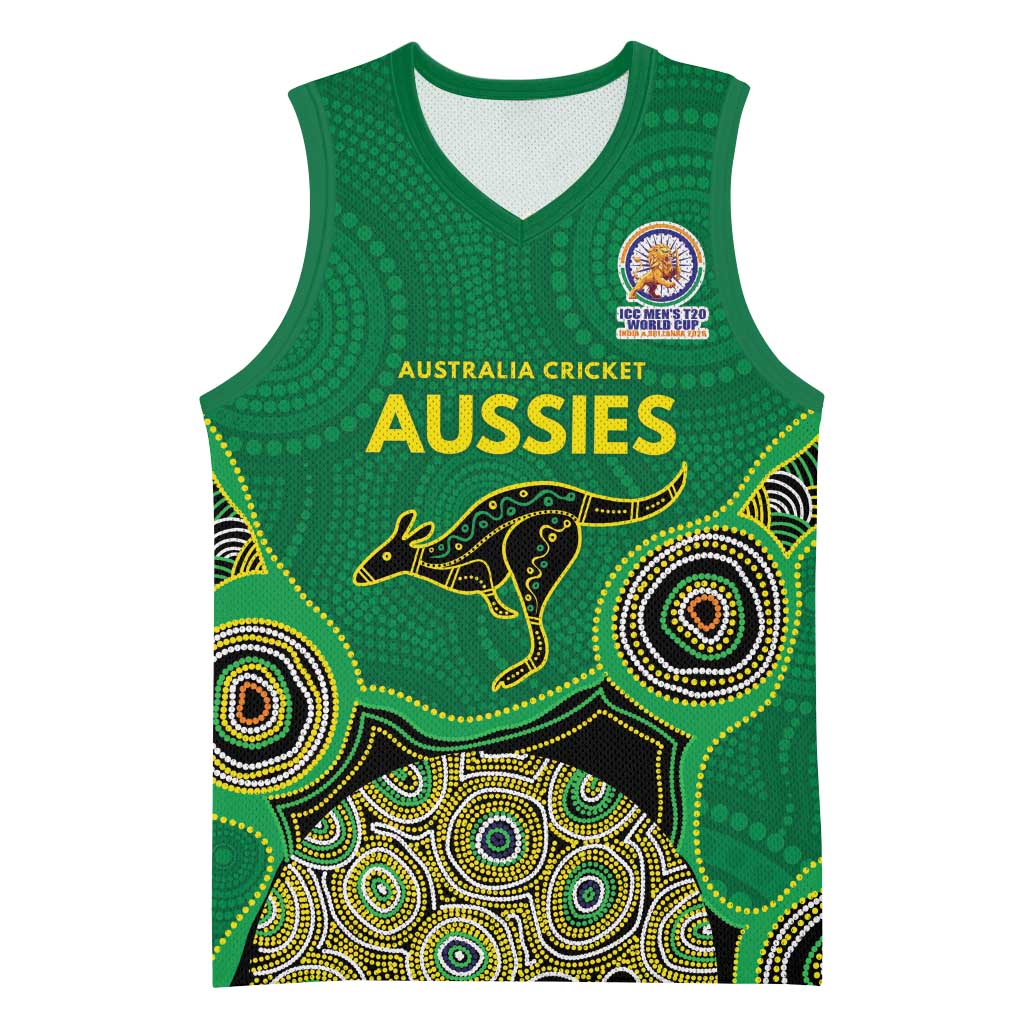 Custom Australia Cricket Spirit 2026 Basketball Jersey World T20 Edition - Green Aboriginal - Aussie Hoodie