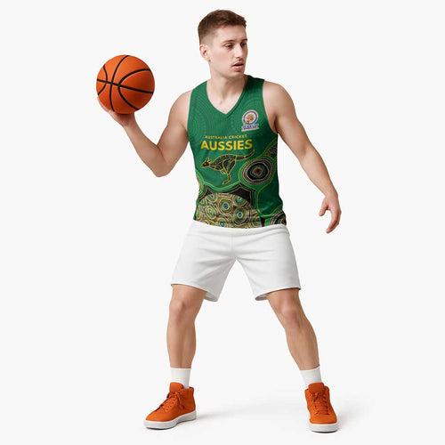 Custom Australia Cricket Spirit 2026 Basketball Jersey World T20 Edition - Green Aboriginal - Aussie Hoodie