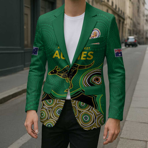 Custom Australia Cricket Spirit 2026 Blazer World T20 Edition - Green Aboriginal - Aussie Hoodie