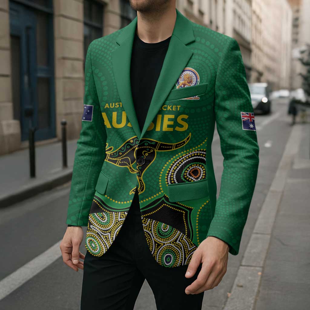Custom Australia Cricket Spirit 2026 Blazer World T20 Edition - Green Aboriginal - Aussie Hoodie