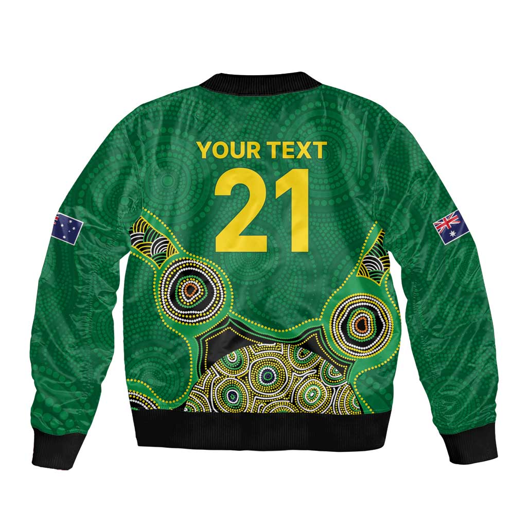 Custom Australia Cricket Spirit 2026 Bomber Jacket World T20 Edition - Green Aboriginal - Aussie Hoodie