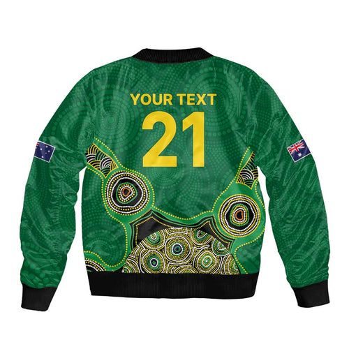 Custom Australia Cricket Spirit 2026 Bomber Jacket World T20 Edition - Green Aboriginal - Aussie Hoodie