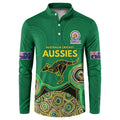 Custom Australia Cricket Spirit 2026 Button Sweatshirt World T20 Edition - Green Aboriginal - Aussie Hoodie