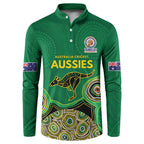 Custom Australia Cricket Spirit 2026 Button Sweatshirt World T20 Edition - Green Aboriginal - Aussie Hoodie