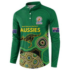 Custom Australia Cricket Spirit 2026 Button Sweatshirt World T20 Edition - Green Aboriginal - Aussie Hoodie