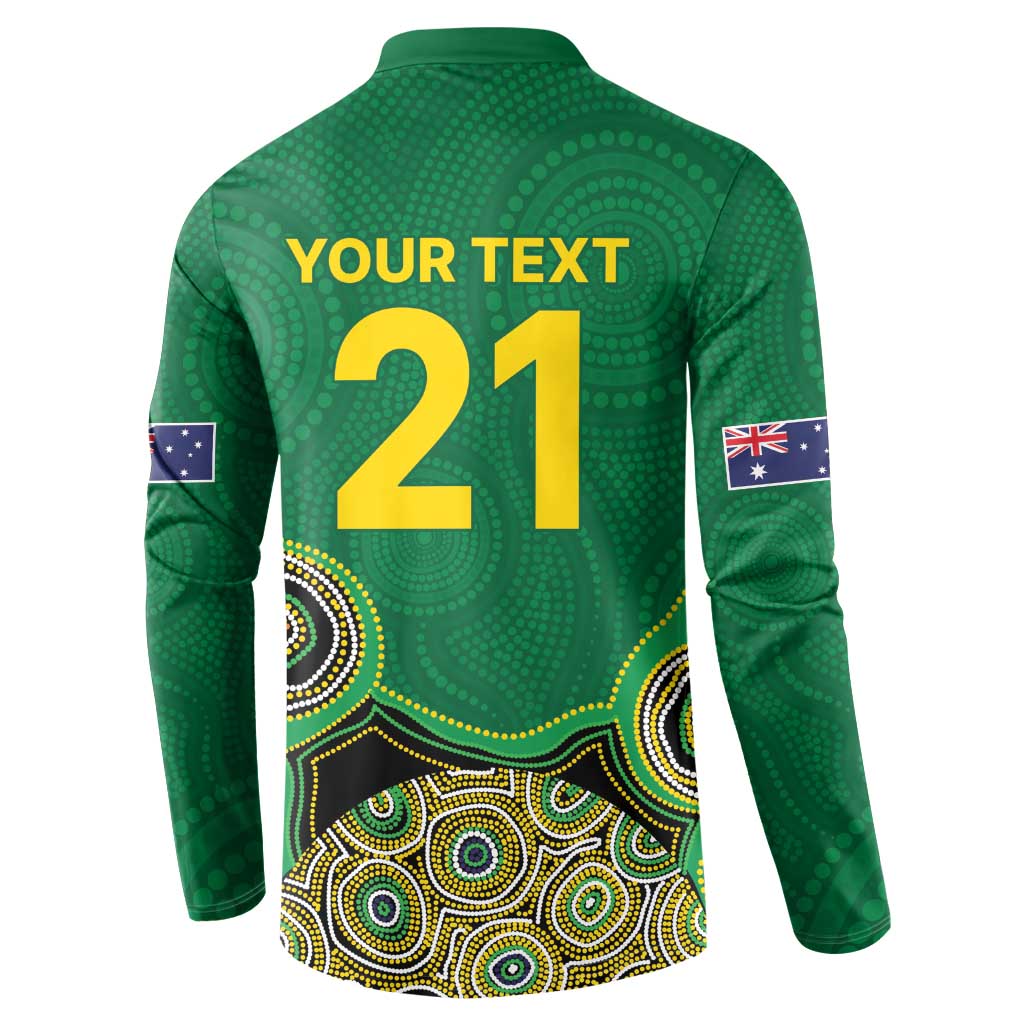 Custom Australia Cricket Spirit 2026 Button Sweatshirt World T20 Edition - Green Aboriginal - Aussie Hoodie