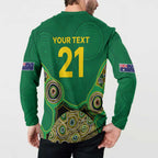Custom Australia Cricket Spirit 2026 Button Sweatshirt World T20 Edition - Green Aboriginal - Aussie Hoodie